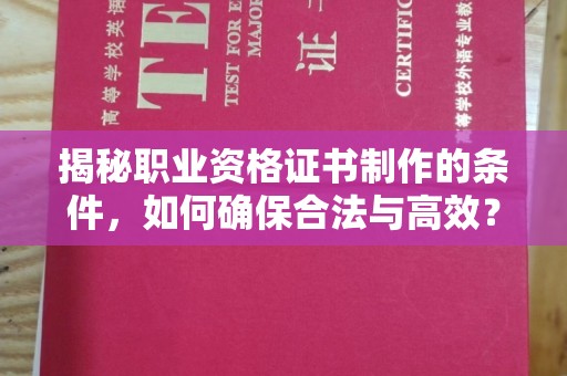 广东揭秘职业资格证书制作的条件，如何确保合法与高效？