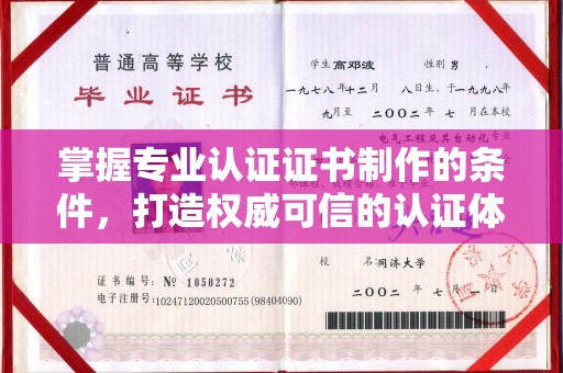 广东掌握专业认证证书制作的条件，打造权威可信的认证体系